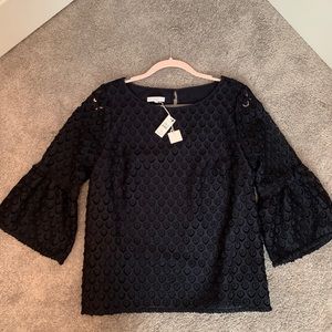 NWT RSVP by Talbots Navy Overlay Blouse
